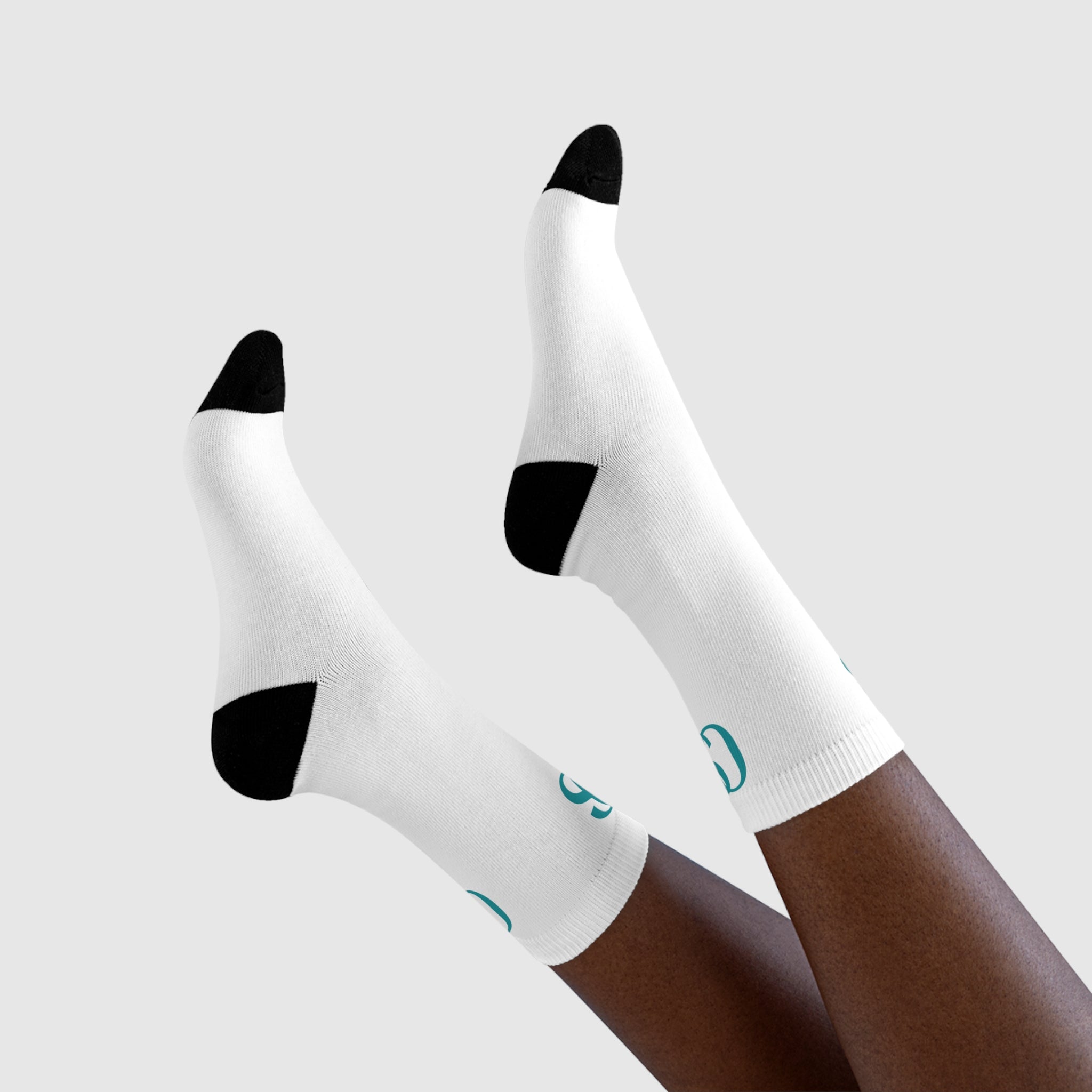 OS Monogram Crew Socks – Teal Interlocking ‘OS’ Sublimation Socks