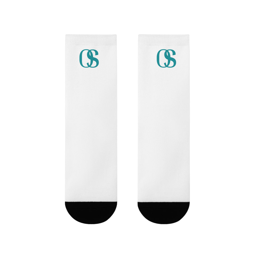 OS Monogram Crew Socks – Teal Interlocking ‘OS’ Sublimation Socks