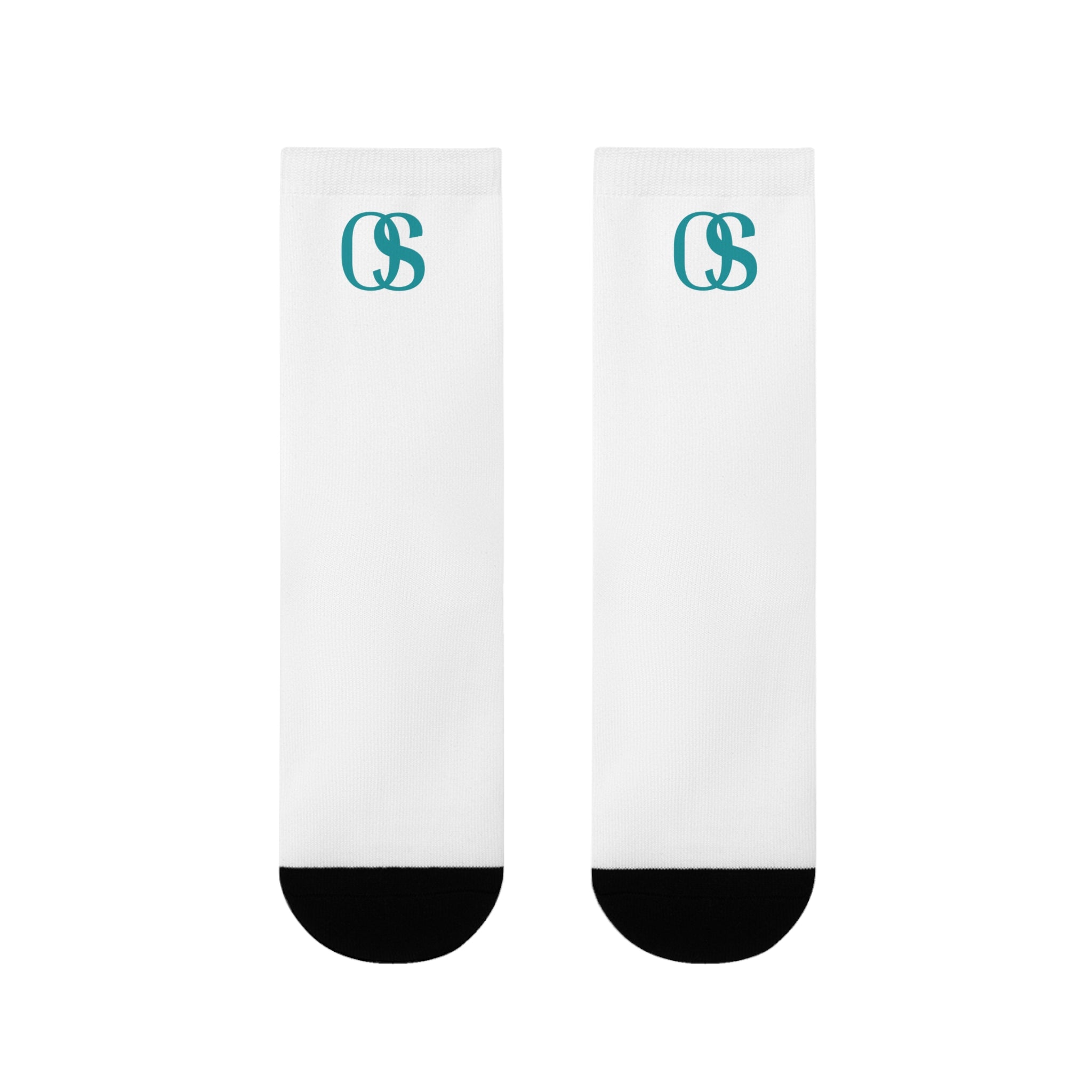 OS Monogram Crew Socks – Teal Interlocking ‘OS’ Sublimation Socks