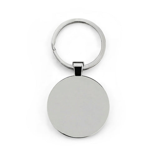OS Intent - Round Stainless Steel Keychain with Red  'OS' Logo